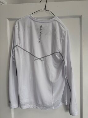 Huk Women's Long Sleeve Fishing Shirt - White with Gray Trim